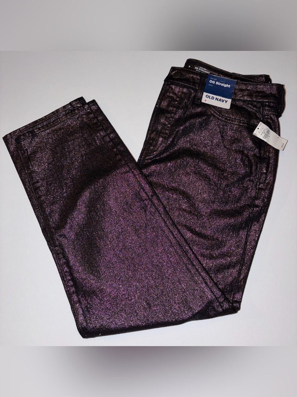 Old Navy Metallic Purple Straight-Leg Pants